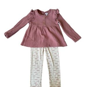 TAHARI Matching Ruffle Shirt with Leggings 100% Cotton 4T